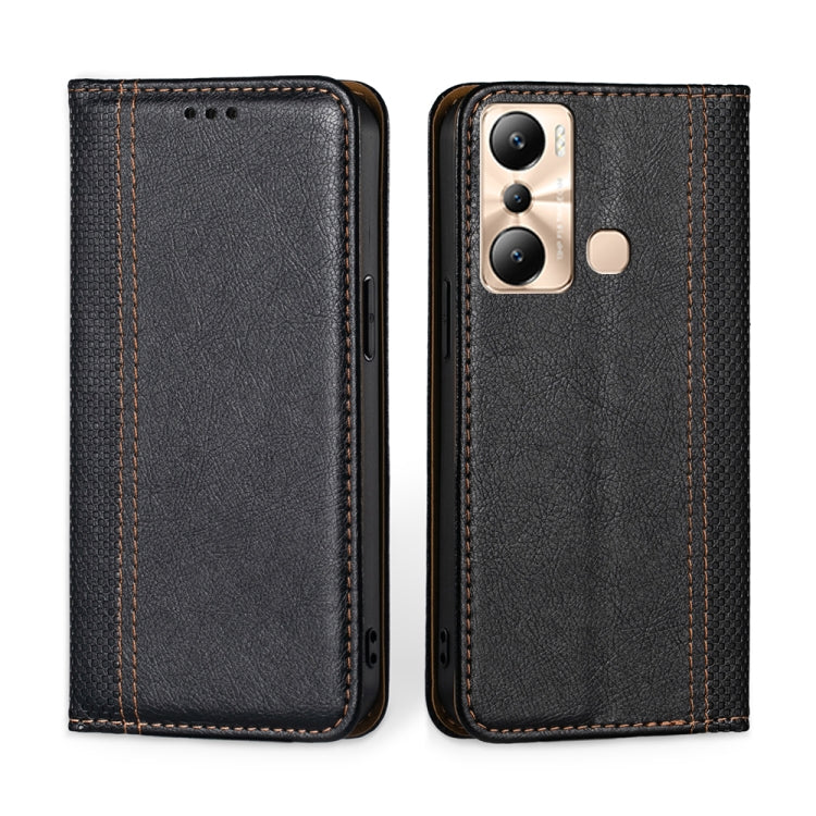 For Infinix Hot 20i Grid Texture Magnetic Flip Leather Phone Case