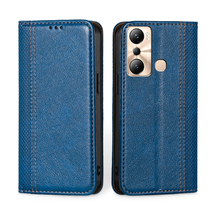 For Infinix Hot 20i Grid Texture Magnetic Flip Leather Phone Case