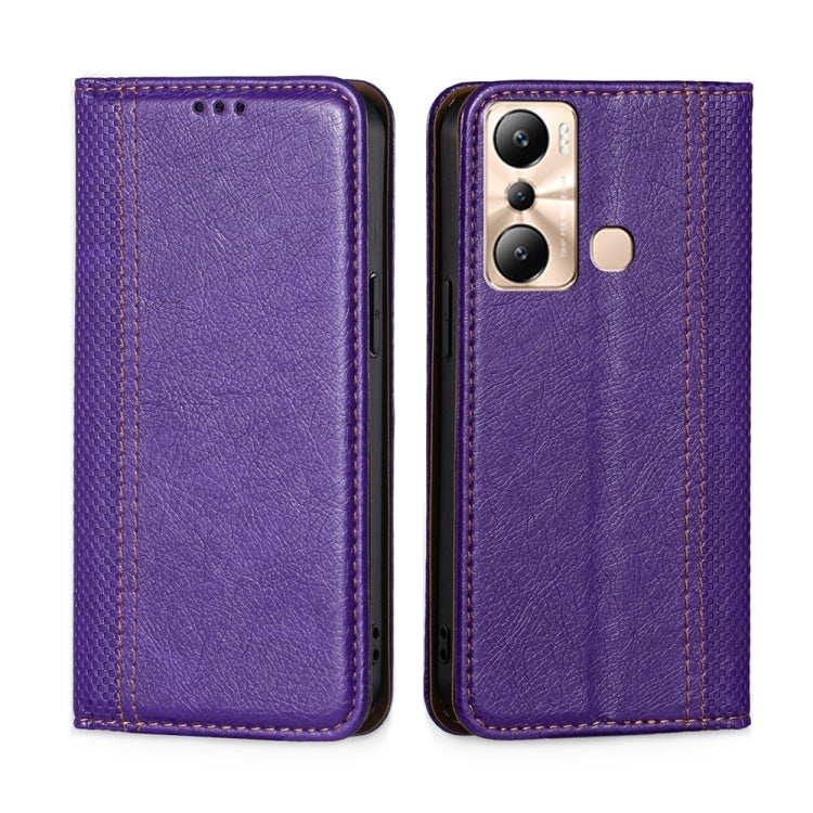 For Infinix Hot 20i Grid Texture Magnetic Flip Leather Phone Case