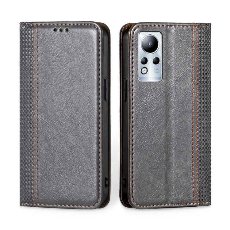 For Infinix Note 11 Grid Texture Magnetic Flip Leather Phone Case