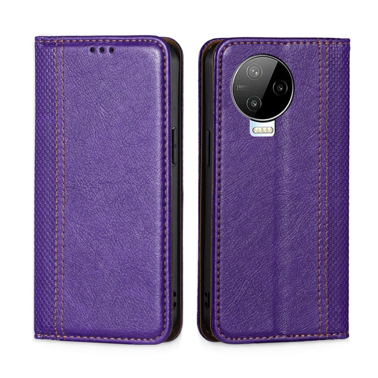 For Infinix Note 12 Pro 4G / 12 2023 Grid Texture Magnetic Flip Leather Phone Case