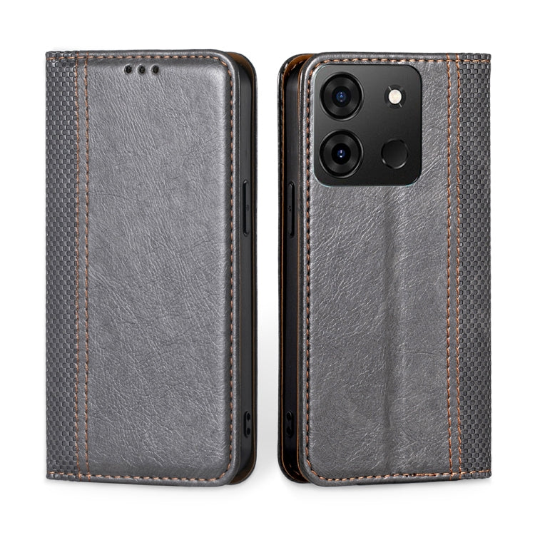 For Infinix Smart 7 Grid Texture Magnetic Flip Leather Phone Case
