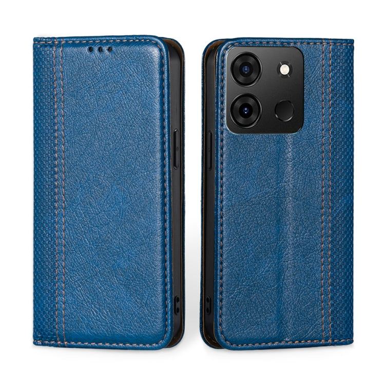 For Infinix Smart 7 Grid Texture Magnetic Flip Leather Phone Case