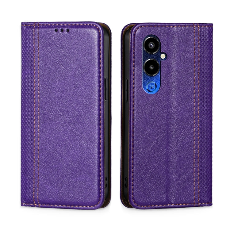 For Tecno Pova 4 Pro Grid Texture Magnetic Flip Leather Phone Case