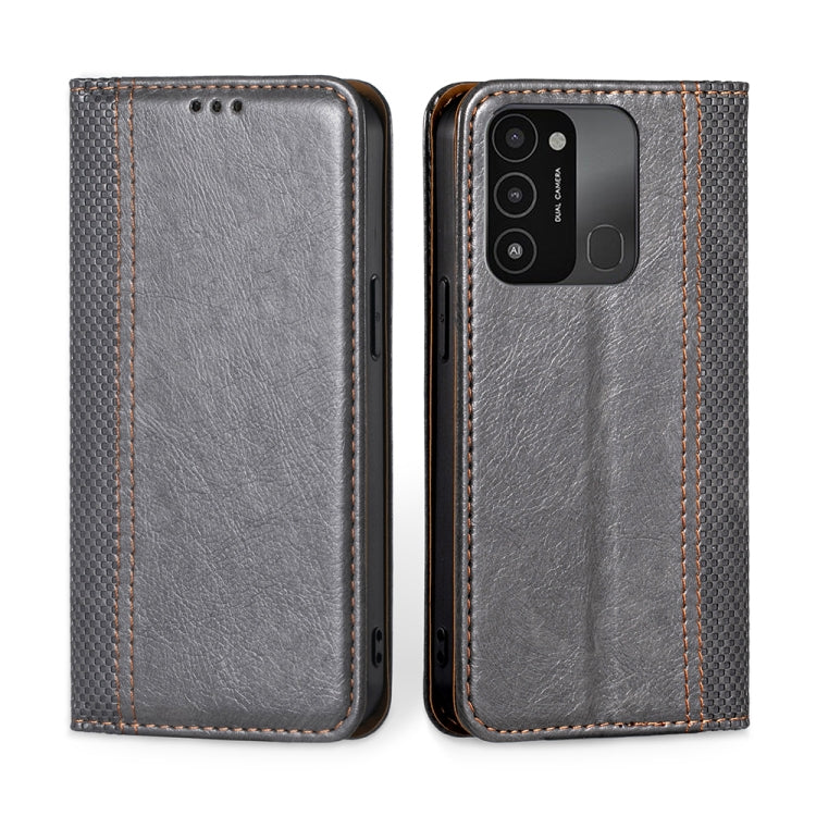 For Tecno Spark 8C / Spark GO 2022 Grid Texture Magnetic Flip Leather Phone Case