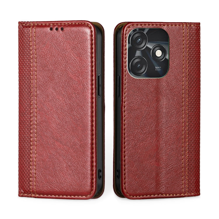 For Tecno Spark 10C Grid Texture Magnetic Flip Leather Phone Case