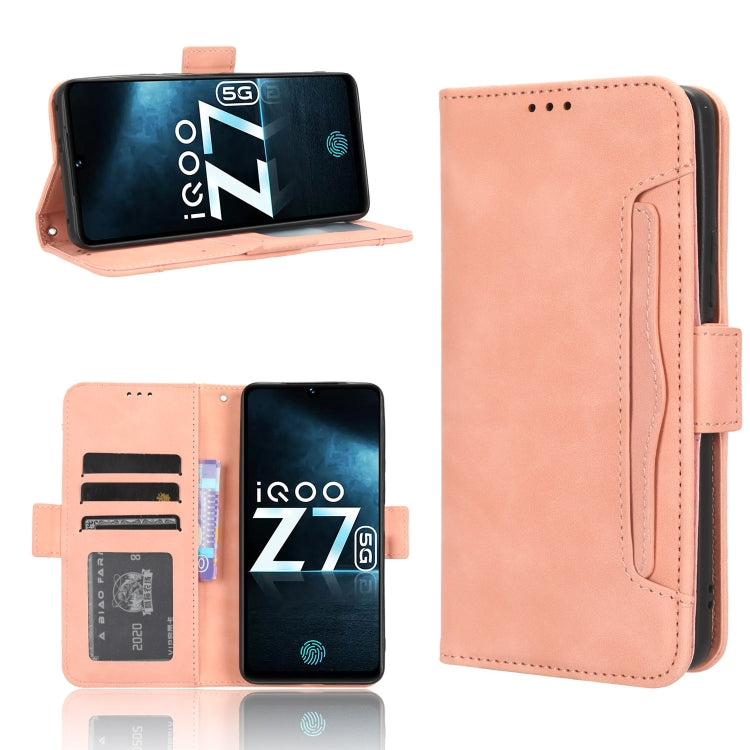 For vivo iQOO Z7x Skin Feel Calf Texture Card Slots Leather Phone Case