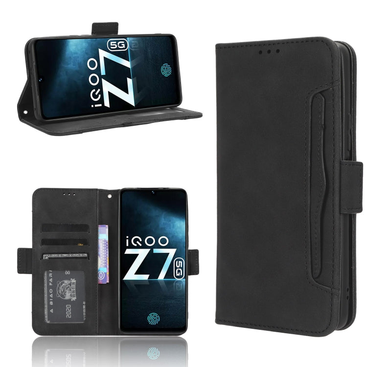 For vivo iQOO Z7x Skin Feel Calf Texture Card Slots Leather Phone Case