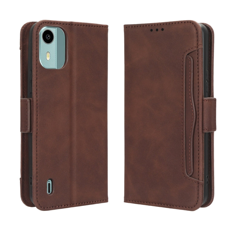 For Nokia C12 Skin Feel Calf Texture Card Slots Leather Phone Case