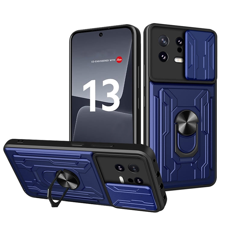 For Xiaomi 13 Sliding Camshield TPU+PC Phone Case with Card Slot