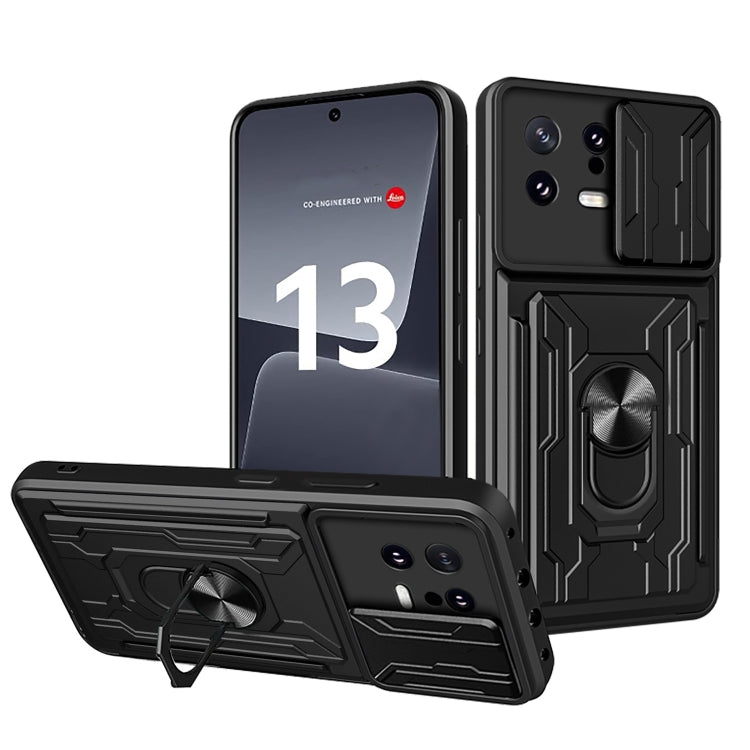 For Xiaomi 13 Sliding Camshield TPU+PC Phone Case with Card Slot