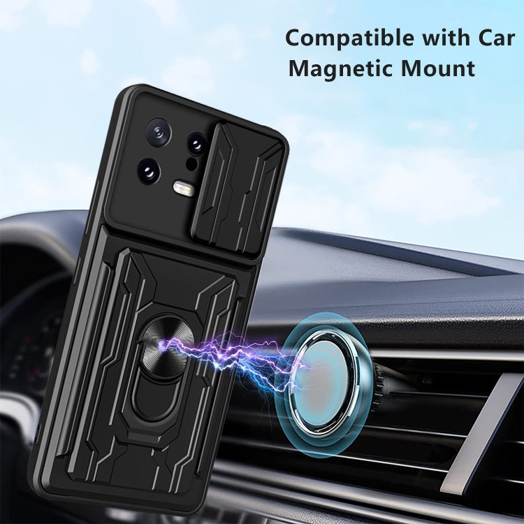 For Xiaomi 13 Sliding Camshield TPU+PC Phone Case with Card Slot