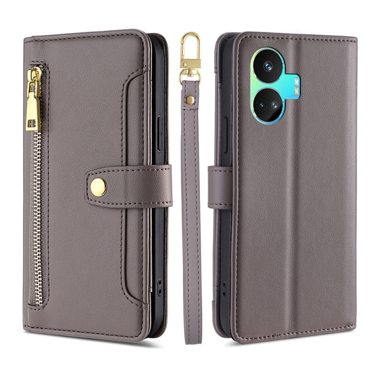 For Realme GT Neo5 SE Sheep Texture Cross-body Zipper Wallet Leather Phone Case