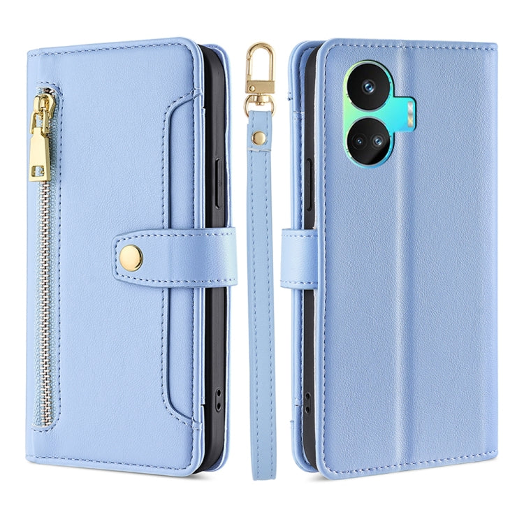 For Realme GT Neo5 SE Sheep Texture Cross-body Zipper Wallet Leather Phone Case