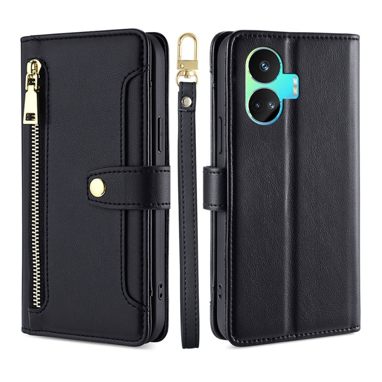 For Realme GT Neo5 SE Sheep Texture Cross-body Zipper Wallet Leather Phone Case