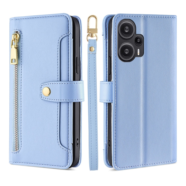 For Xiaomi Redmi Note 12 Turbo Sheep Texture Cross-body Zipper Wallet Leather Phone Case