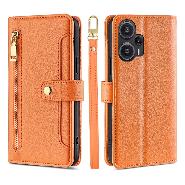 For Xiaomi Redmi Note 12 Turbo Sheep Texture Cross-body Zipper Wallet Leather Phone Case