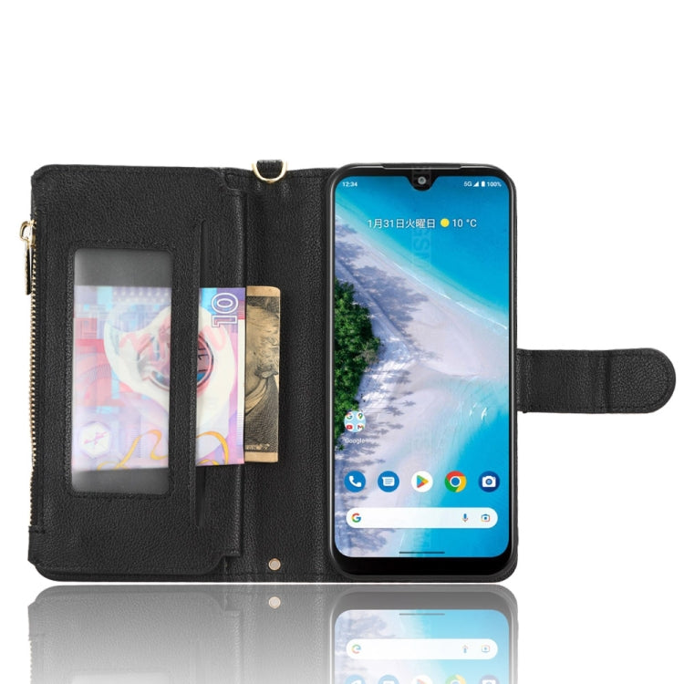 For Kyocera Android One S10 / S9 Litchi Texture Zipper Leather Phone Case