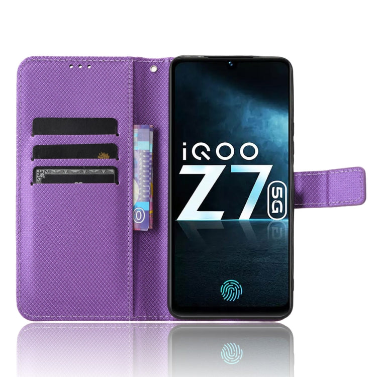 For vivo iQOO Z7x Diamond Texture Leather Phone Case