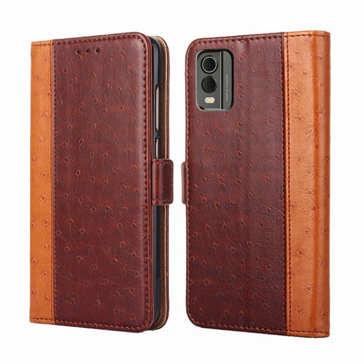 For Nokia C32 Ostrich Texture Horizontal Flip Leather Phone Case
