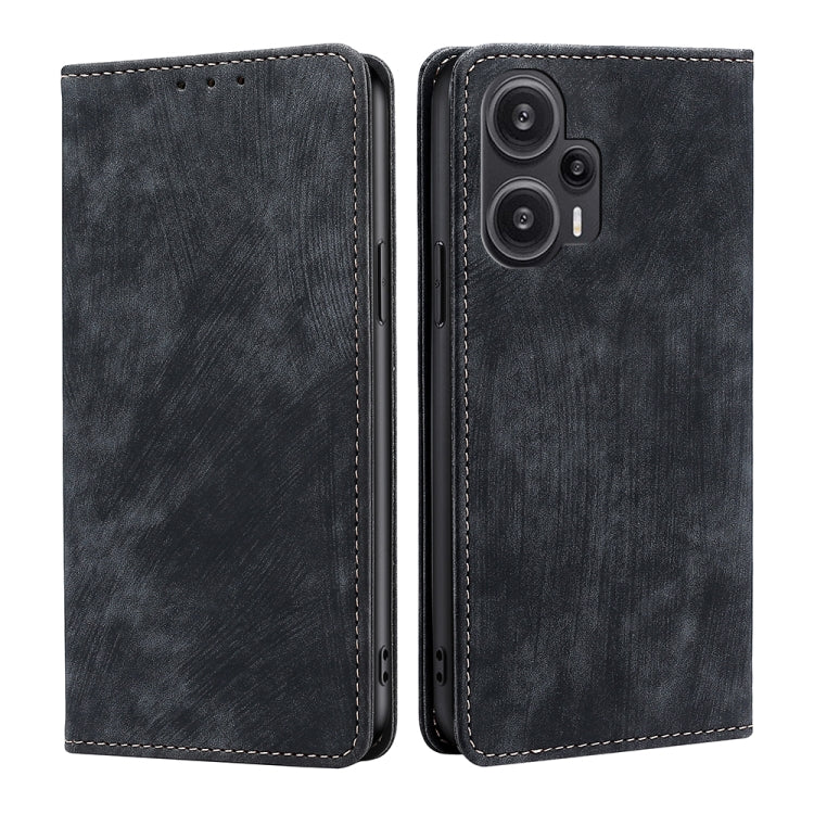 For Xiaomi Redmi Note 12 Turbo RFID Anti-theft Brush Magnetic Leather Phone Case