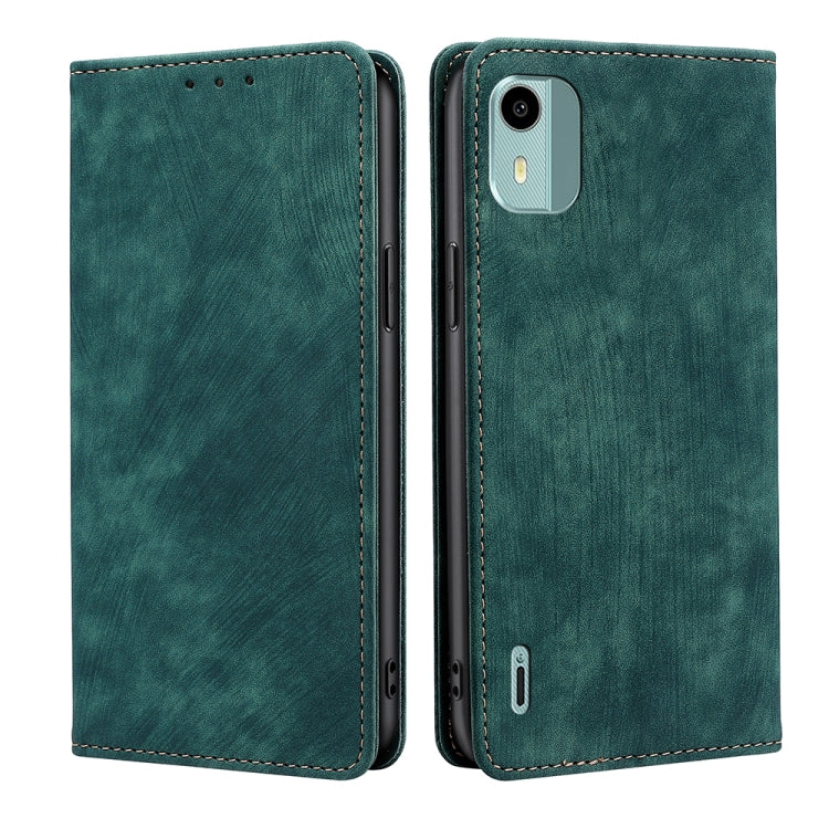 For Nokia C12 RFID Anti-theft Brush Magnetic Leather Phone Case