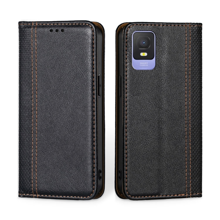 For TCL 403 Grid Texture Magnetic Flip Leather Phone Case