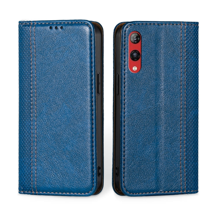 For Rakuten Hand 4G Grid Texture Magnetic Flip Leather Phone Case
