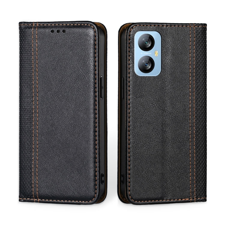For Blackview A52 Grid Texture Magnetic Flip Leather Phone Case