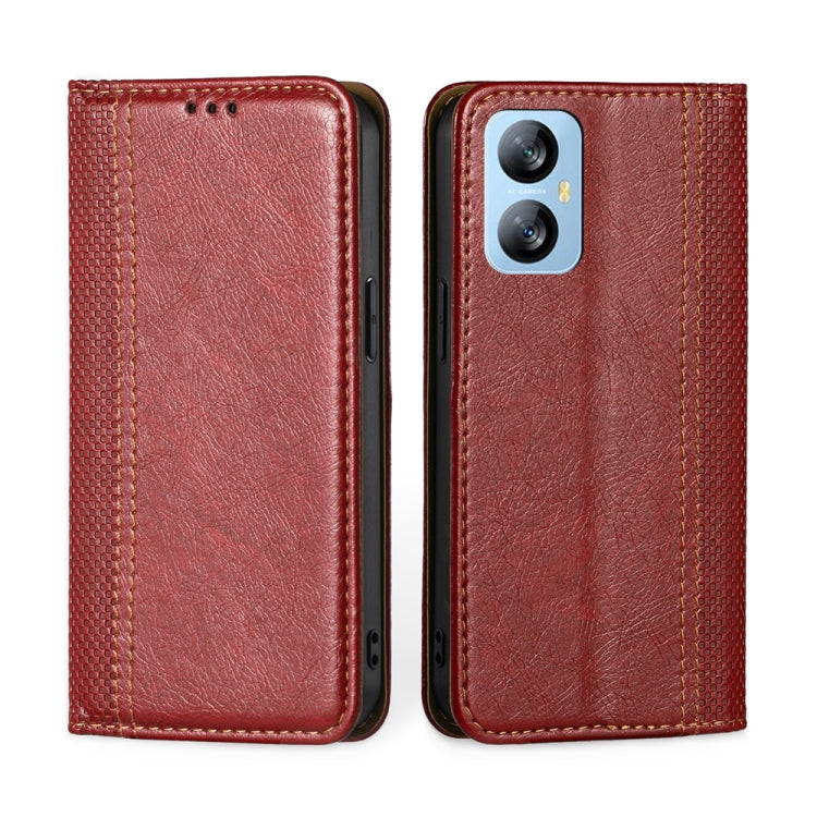 For Blackview A52 Grid Texture Magnetic Flip Leather Phone Case