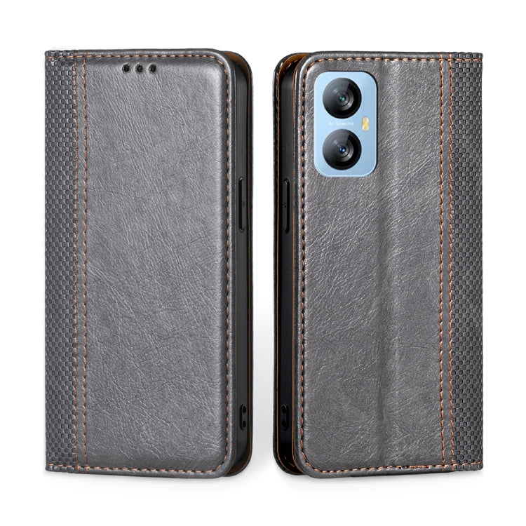 For Blackview A52 Grid Texture Magnetic Flip Leather Phone Case