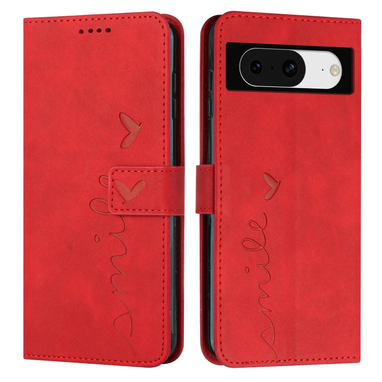 For Google Pixel 8 Skin Feel Heart Pattern Leather Phone Case