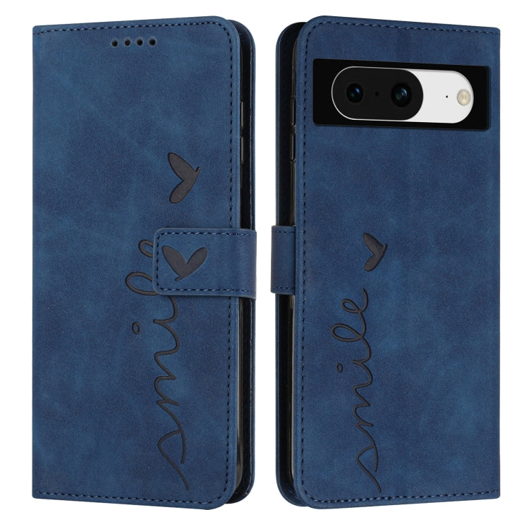 For Google Pixel 8 Skin Feel Heart Pattern Leather Phone Case