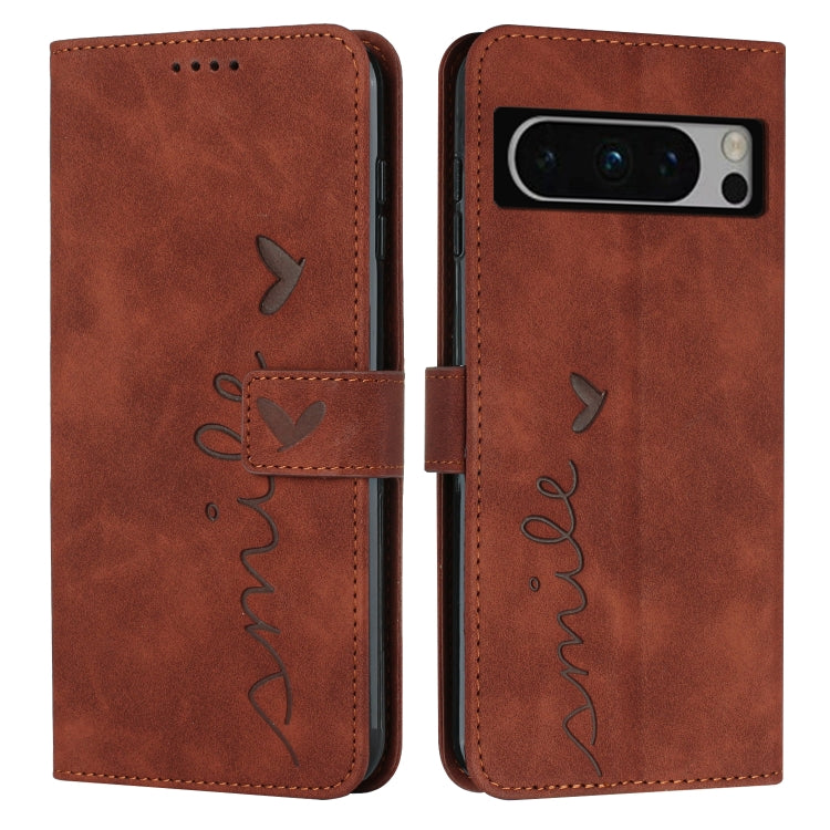 For Google Pixel 8 Pro Skin Feel Heart Pattern Leather Phone Case