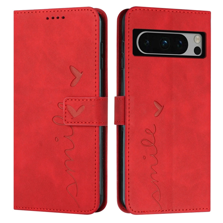 For Google Pixel 8 Pro Skin Feel Heart Pattern Leather Phone Case