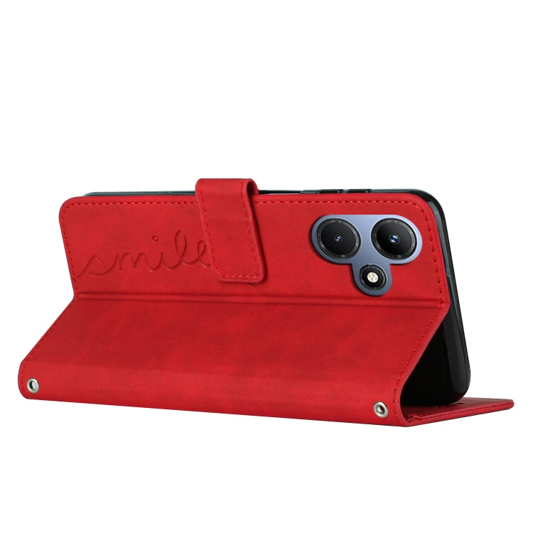 For Infinix Hot 30i Skin Feel Heart Pattern Leather Phone Case