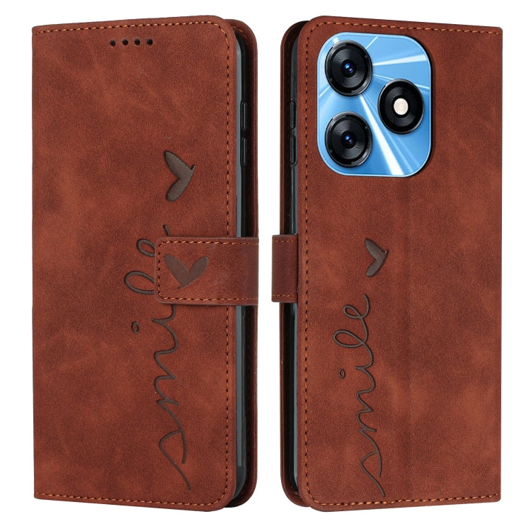 For Tecno Spark 10 Skin Feel Heart Pattern Leather Phone Case