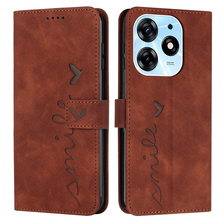 For Tecno Spark 10 Pro Skin Feel Heart Pattern Leather Phone Case