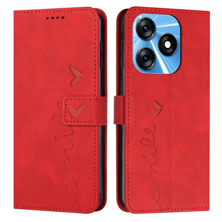 For Tecno Spark 10C Skin Feel Heart Pattern Leather Phone Case