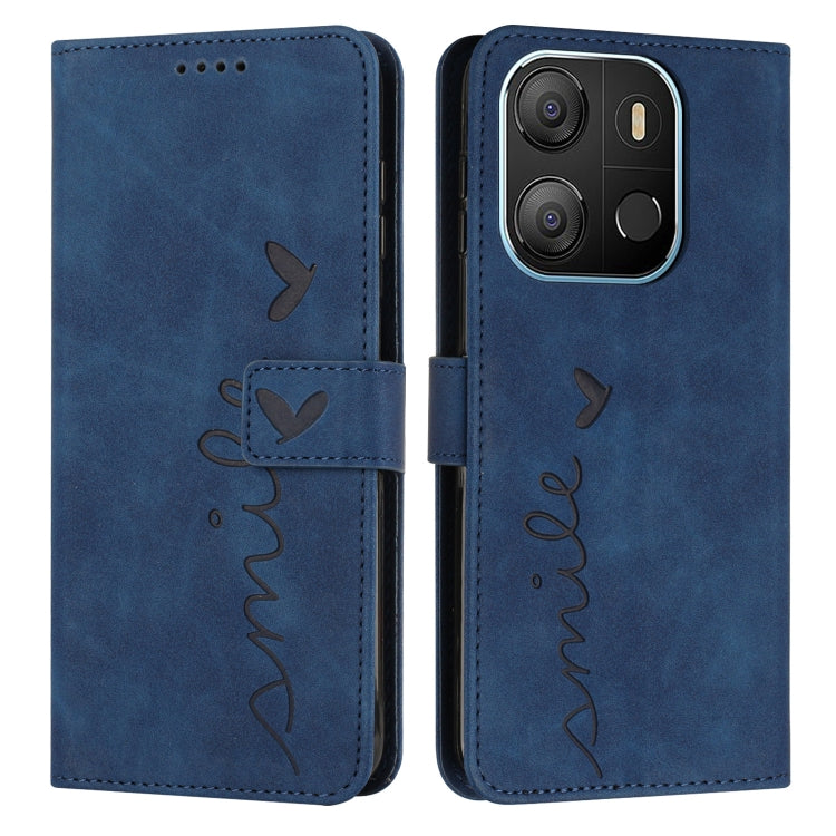 For Tecno Pop 7 Skin Feel Heart Pattern Leather Phone Case