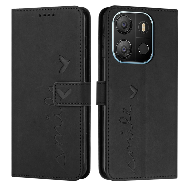 For Tecno Pop 7 Skin Feel Heart Pattern Leather Phone Case