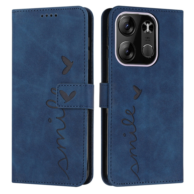 For Tecno Pop 7 Pro Skin Feel Heart Pattern Leather Phone Case