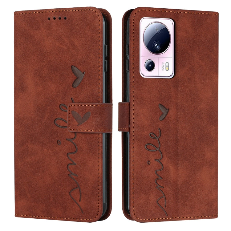 For Xiaomi Civi 2 / 13 Lite Skin Feel Heart Pattern Leather Phone Case
