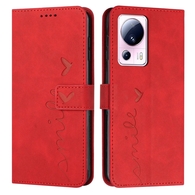 For Xiaomi Civi 2 / 13 Lite Skin Feel Heart Pattern Leather Phone Case