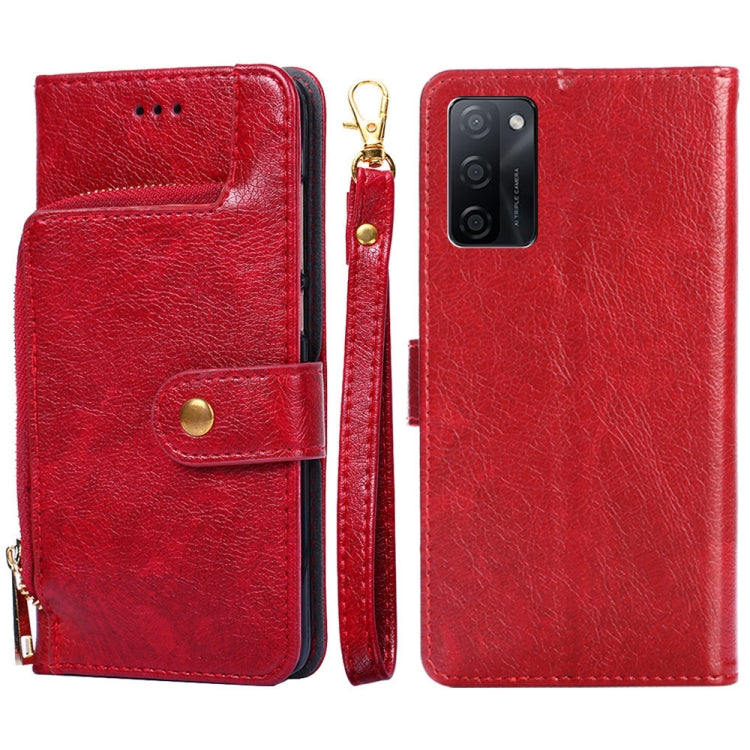 For OPPO A55S 5G Zipper Bag Leather Phone Case