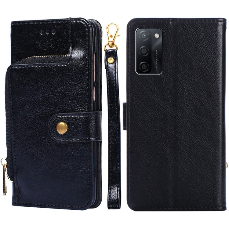 For OPPO A55S 5G Zipper Bag Leather Phone Case