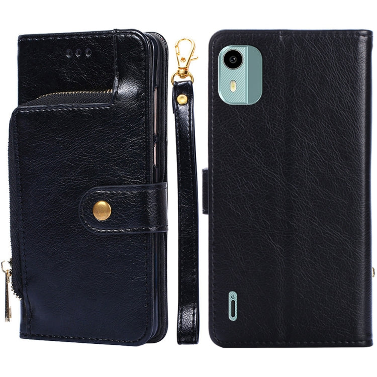 For Nokia C12 Zipper Bag Leather Phone Case