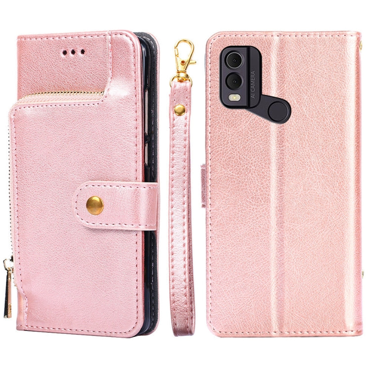 For Nokia C22 Zipper Bag Leather Phone Case