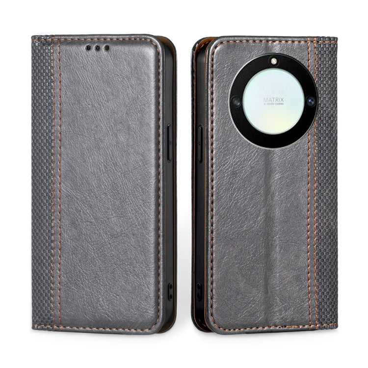 For Honor X40 Grid Texture Magnetic Flip Leather Phone Case