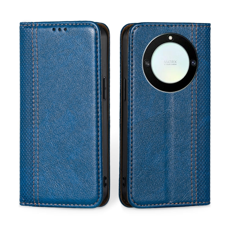 For Honor X40 Grid Texture Magnetic Flip Leather Phone Case